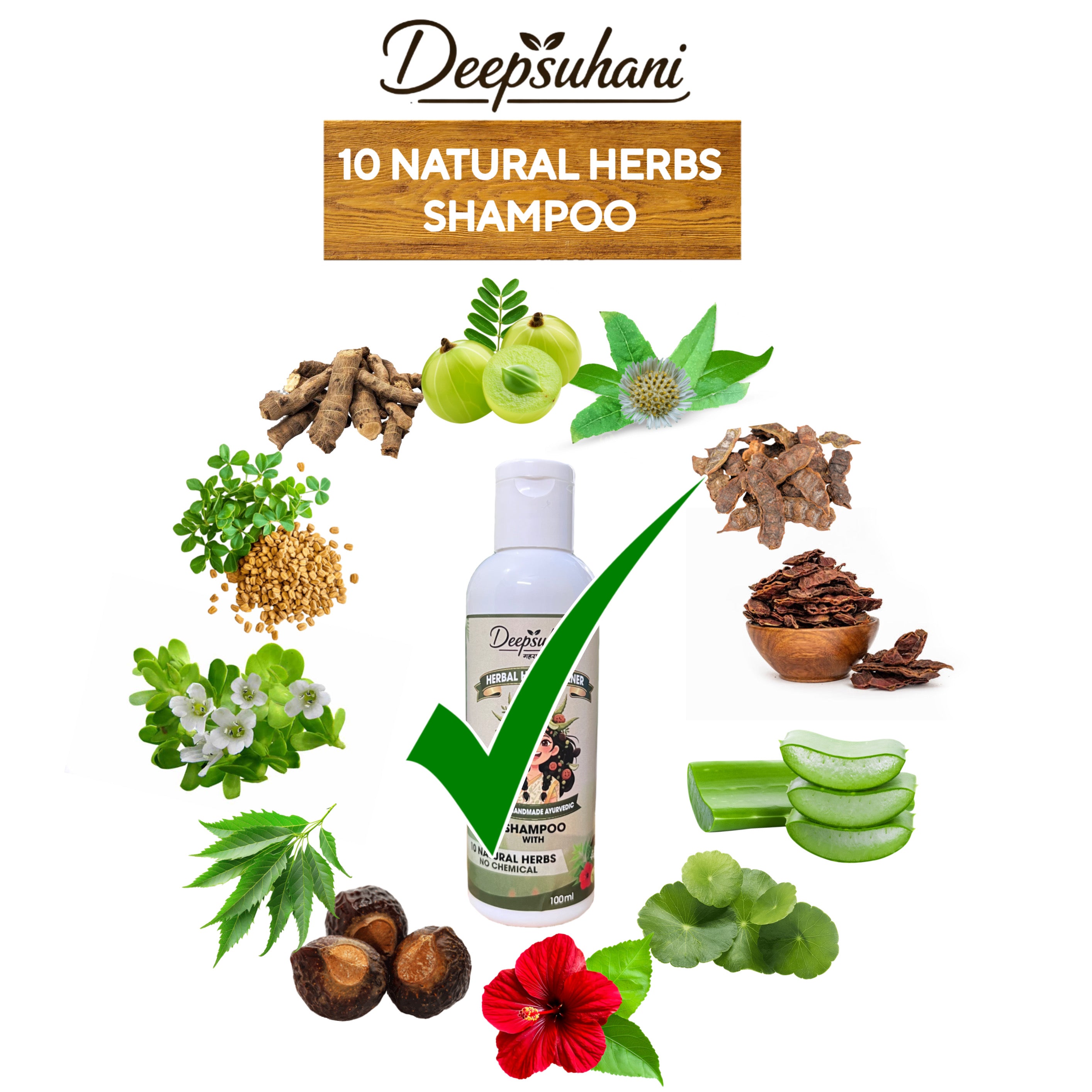 DeepSuhani 10 Herbs Ayurvedic Hair Cleaner Aurvedic Shampoo