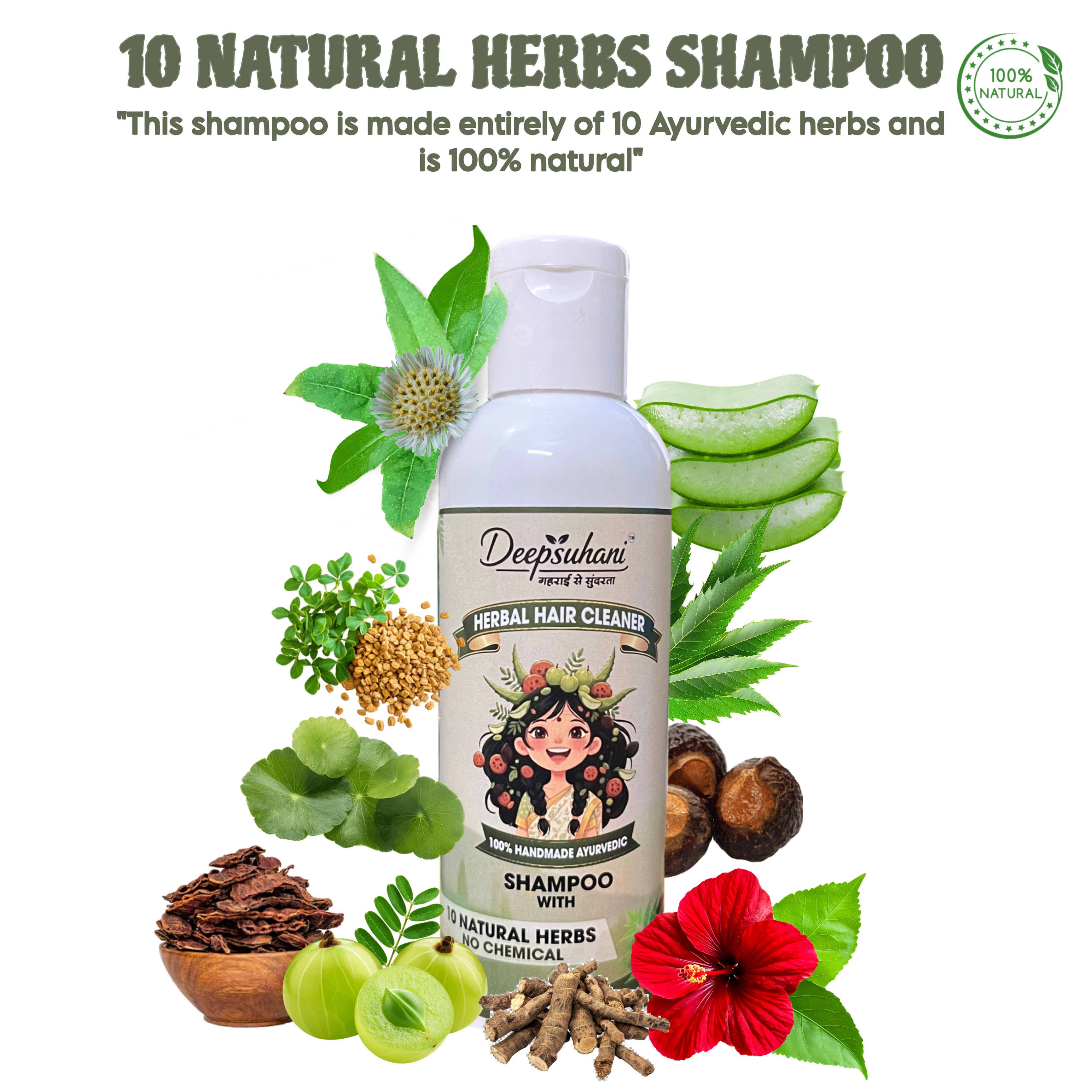 DeepSuhani 10 Herbs Ayurvedic Hair Cleaner Aurvedic Shampoo